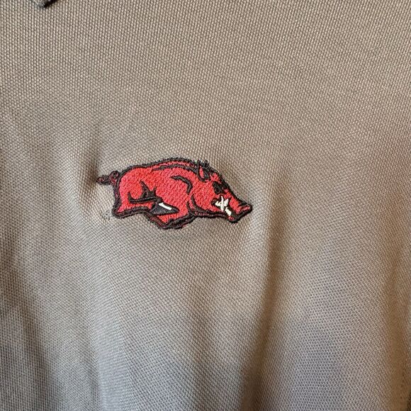Cutter & Buck Arkansas Razorbacks Polo L 1/4 Button-Up Grey Long Sleeve Pullover - Picture 4 of 13